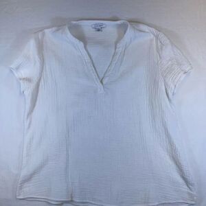 PURE NAVY Cotton Cap Sleeve V-Neck Top Womens XL